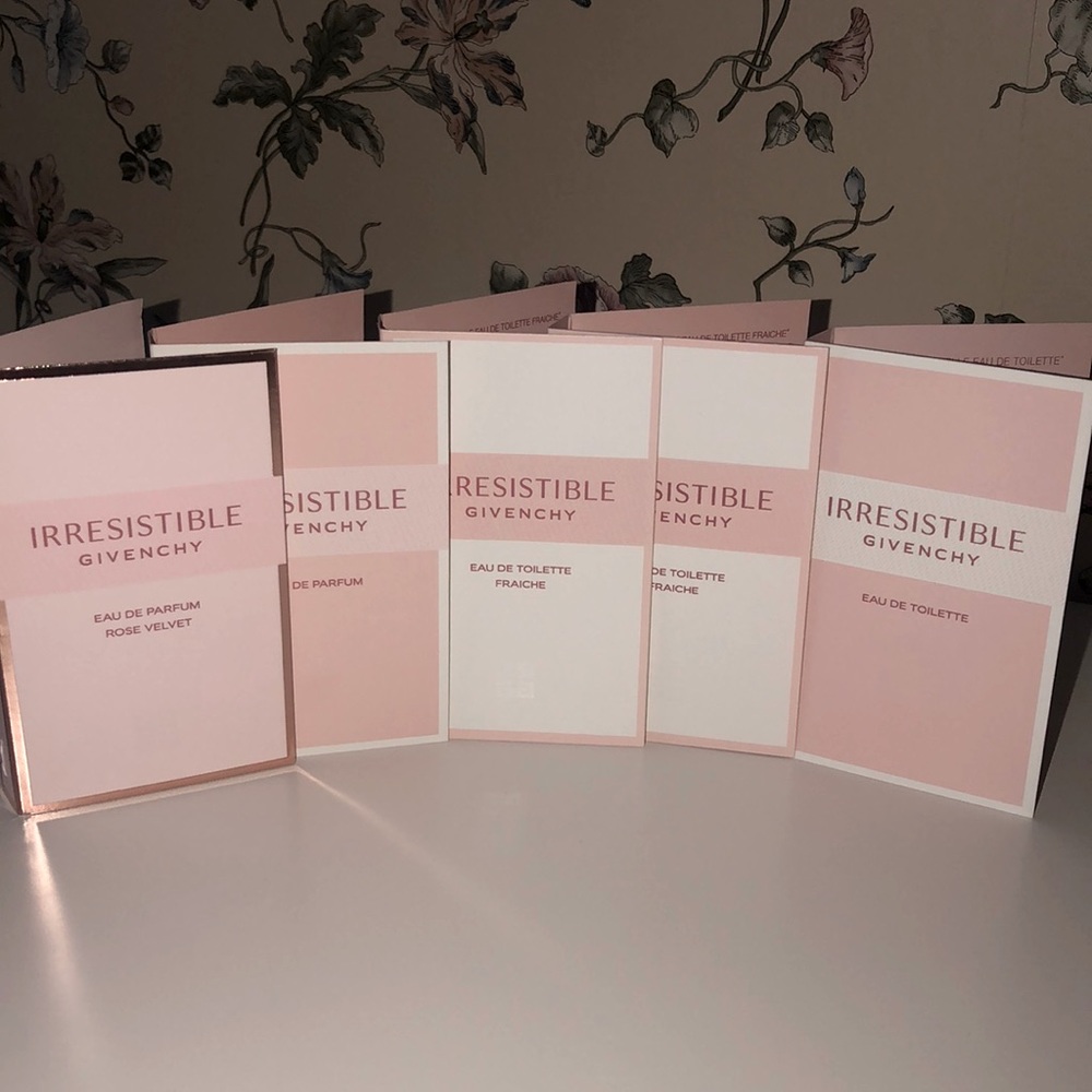 5 Samples Givenchy Irresistible Parfum, Rose Velvet, Fraiche, & Toilette 🌹